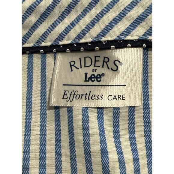 Riders by Lee Effortless Care Button Up Shirt Womens Plus Size 2X Blue Stripe - Picture 2 of 11